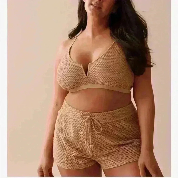 La Vie En Rose Crochet Swim Shorts nude/tan short size xl - Picture 12 of 12